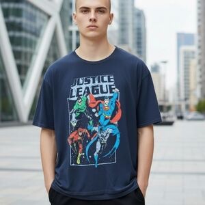 Justice League Graphic Men's T-Shirt - Navy Blue
